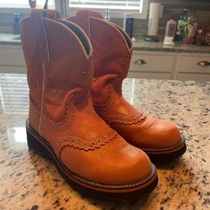 Peach colored Ariat boots